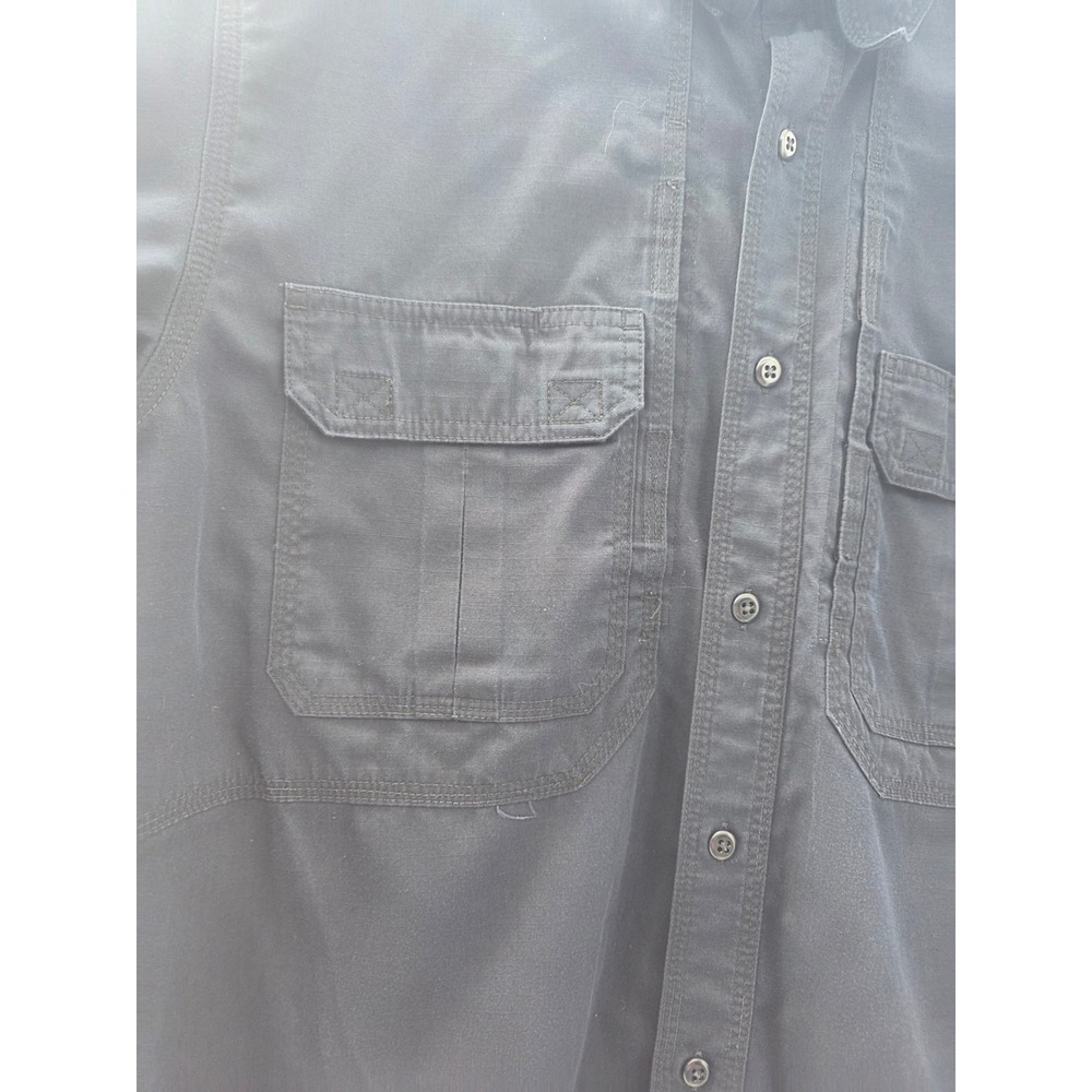 5.11 Tactical Mens Short Sleeve Ripstop Button Down Shirt Black Medium Regular - Picture 3 of 7